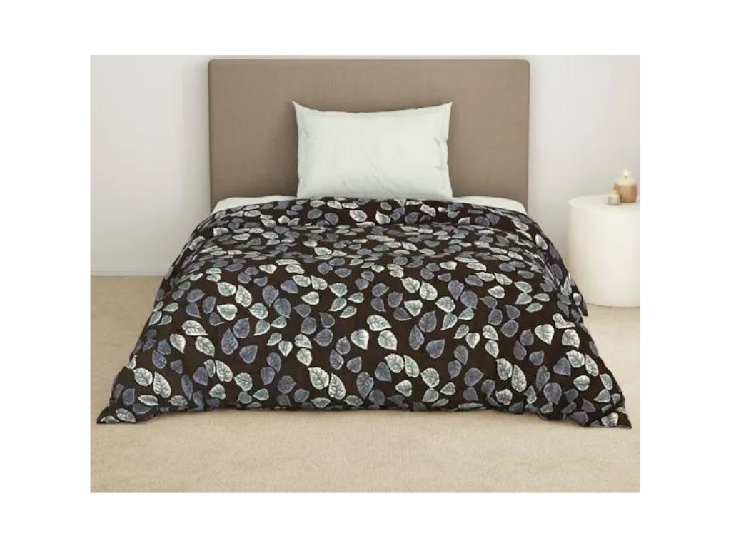 WELSPUN Shell Double Quilt Bed - Dark Brown Microfiber (120 GSM)