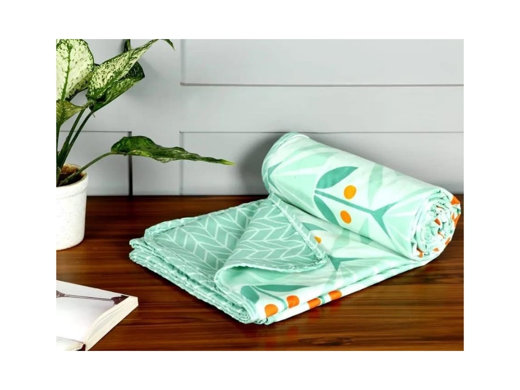 BSB HOME Pure Cotton 120 GSM Reversible Double Bed Dohar, 220x230 cm - Light Green