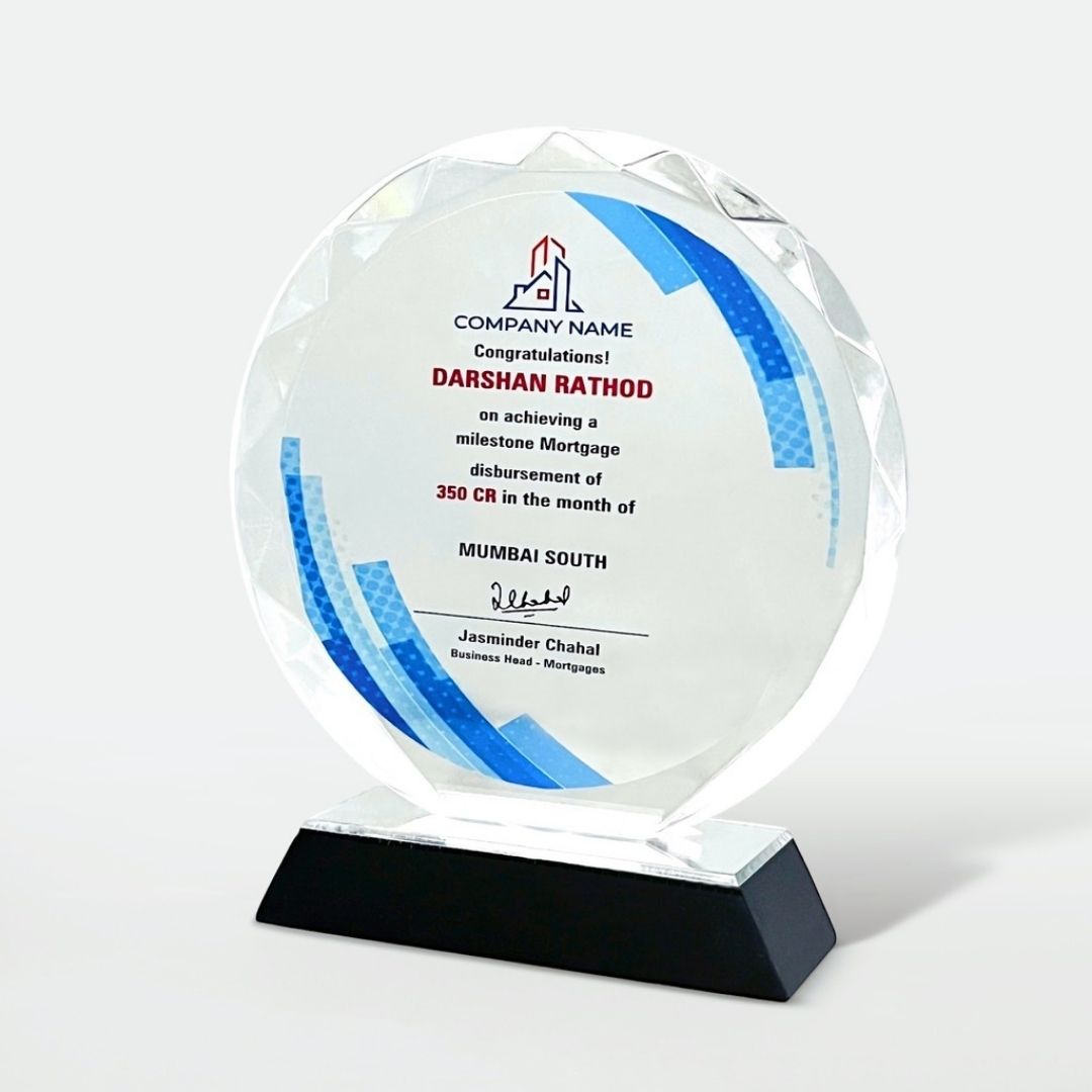 Acrylic trophy for employee recognition