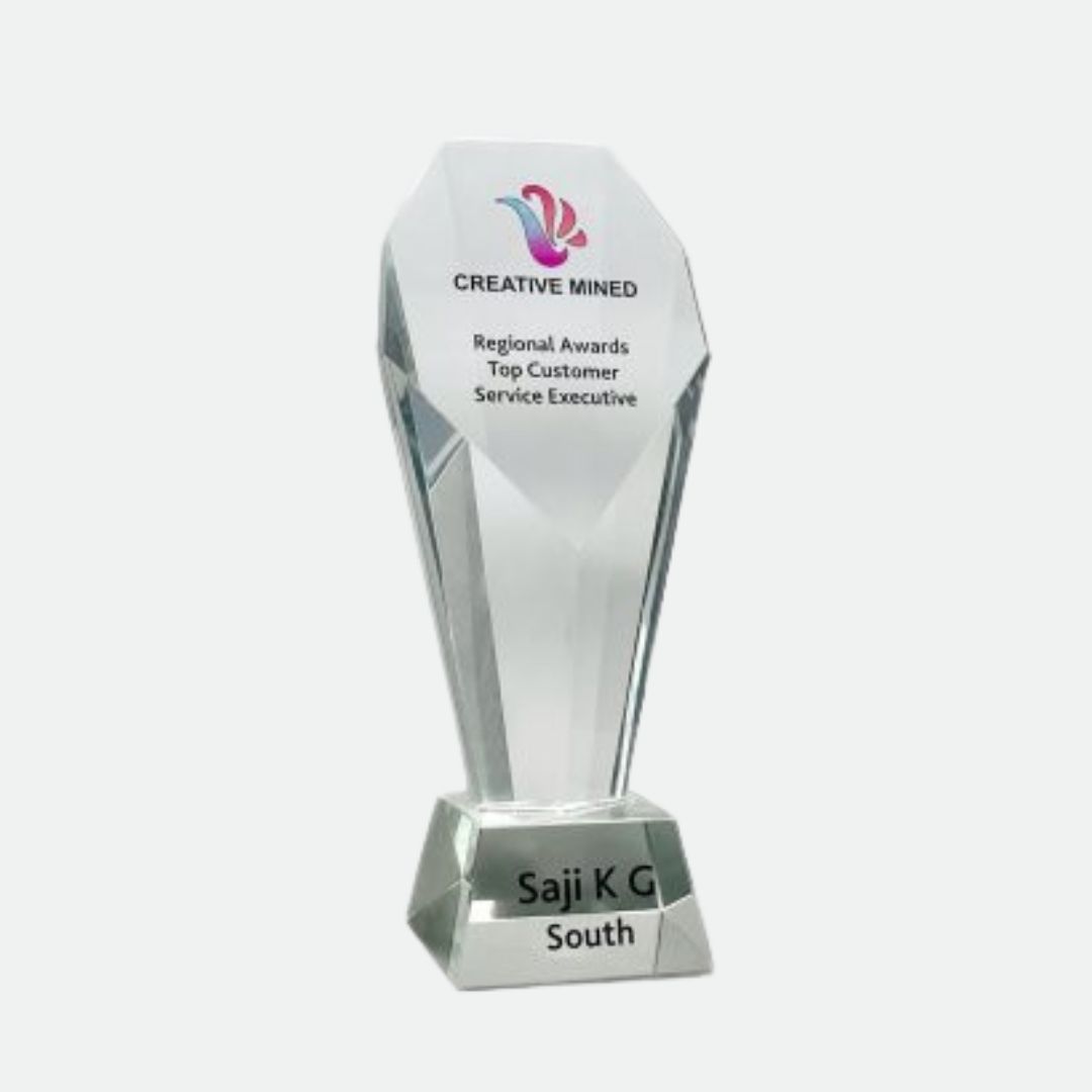 Customized crystal trophy for corporate awards